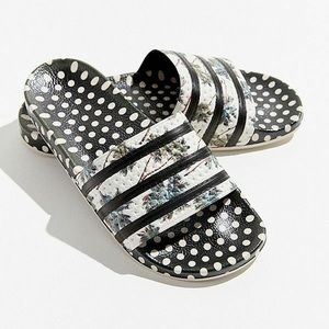 🌴 EUC Adidas Adilette Slides, Polka Dots & Palms